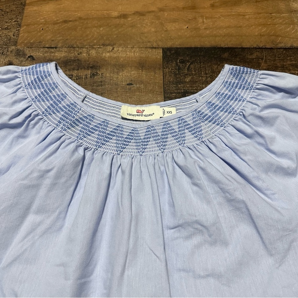 Vineyard Vines Smocked Tassel Short Sleeve Blouse - Picture 4 of 7